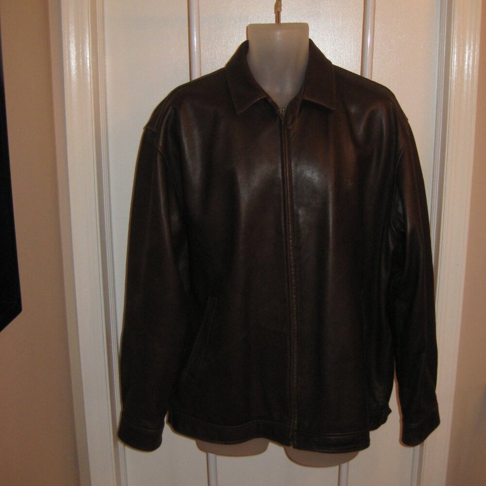 Vintage Ralph Lauren Polo Lambskin Men’s Leather Jacket Brown Size Large - Picture 2 of 11